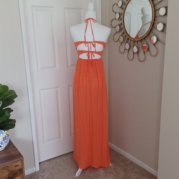 Superdown Ariana Tangerine Halter Maxi Dress XS NWT - Picture 6 of 15